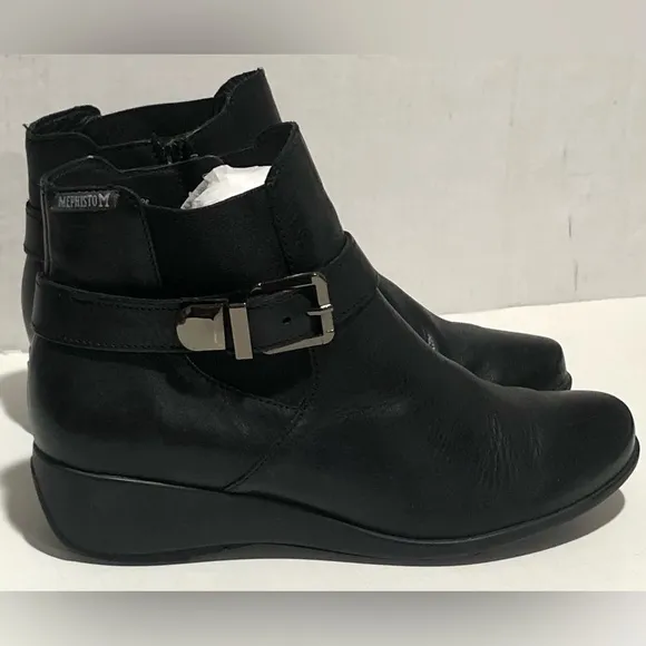 Mephisto Stefania Black Leather Booties