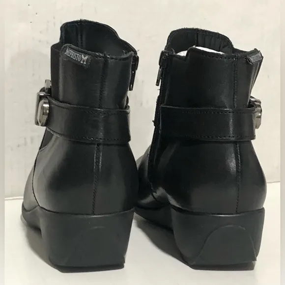 Mephisto Stefania Black Leather Booties
