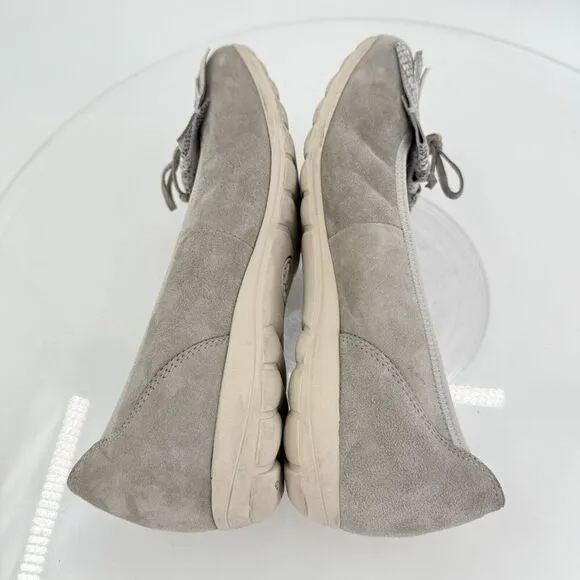 Mephisto Ballet Flats Grey Leather Kiltie Hidden Wedge Slip On Size 7 Bow Snake