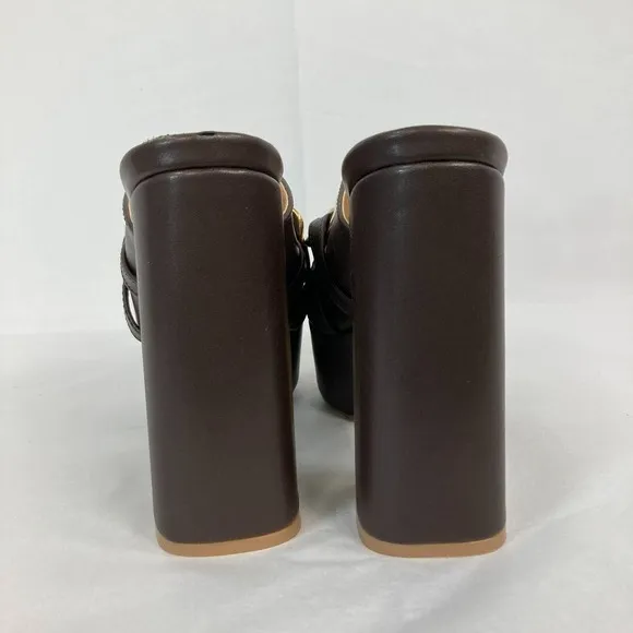Meraki Sandals Womens Sz 6 Brown Chunky Platform Heel NEW Open Toe Horsebit
