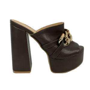 Meraki Sandals Womens Sz 6 Brown Chunky Platform Heel NEW Open Toe Horsebit