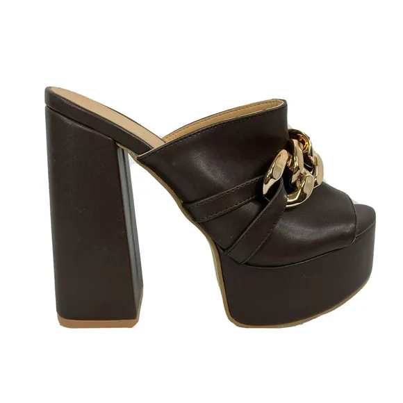 Meraki Sandals Womens Sz 6 Brown Chunky Platform Heel NEW Open Toe Horsebit