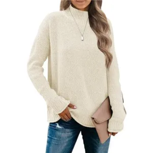 MEROKEETY Women's Long Sleeve Turtleneck Cozy Knit Sweater Casual Loose