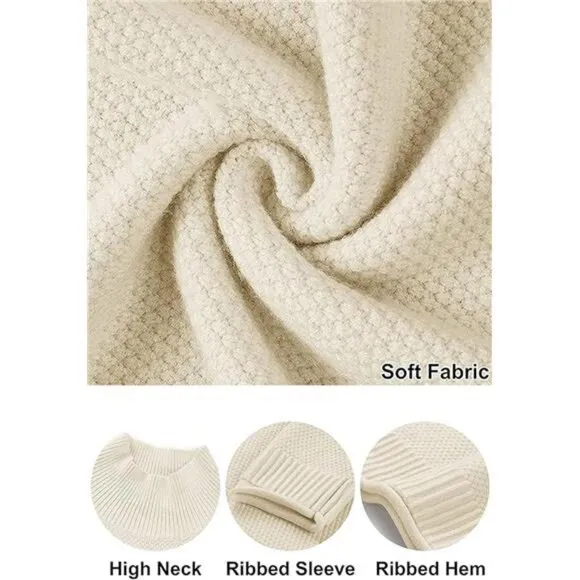 MEROKEETY Women's Long Sleeve Turtleneck Cozy Knit Sweater Casual Loose