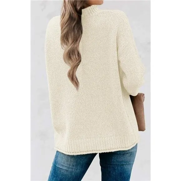 MEROKEETY Women's Long Sleeve Turtleneck Cozy Knit Sweater Casual Loose