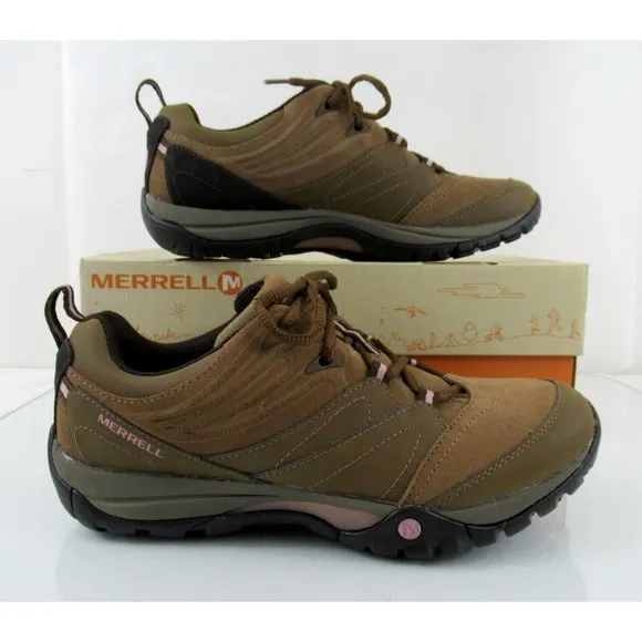 Merrell AZURA JAUNT Hiking Lace Up Sneaker Otter Brown Leather Size 9.5