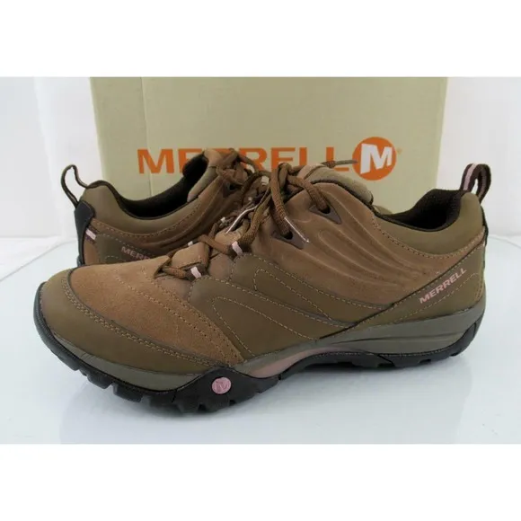 Merrell AZURA JAUNT Hiking Lace Up Sneaker Otter Brown Leather Size 9.5