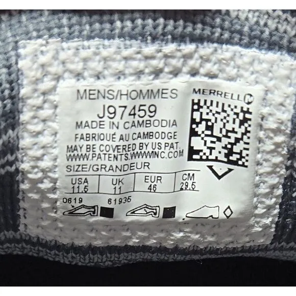 Merrell Gridway Moccasin Shoes‎ Mens 11.5 Knitted Lace Up Gray Vibram Sneakers
