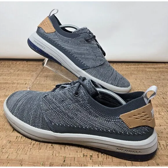 Merrell Gridway Moccasin Shoes‎ Mens 11.5 Knitted Lace Up Gray Vibram Sneakers