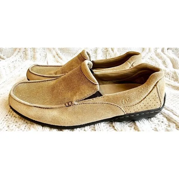 Merrell Rally Moc Loafers Moccasins Shoes Mens Sz 10.5 Rucksack Canvas &amp; Leather
