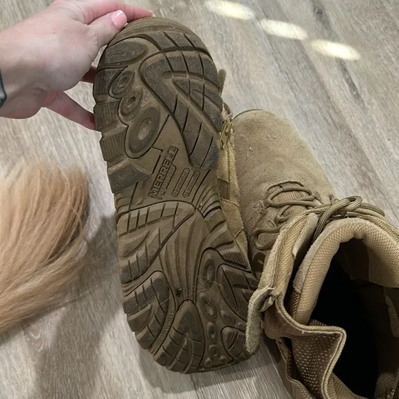 Merrell size 14 select grip, slip resistant, oil resistant combat boots.