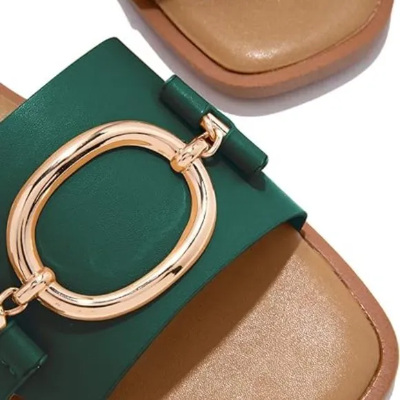 Metal chain slip on party slippers sandals