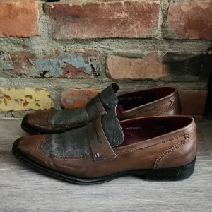 Mezlan Mens Treviso Made In Spain Brown Grey Leather Loafers Sz 10.5