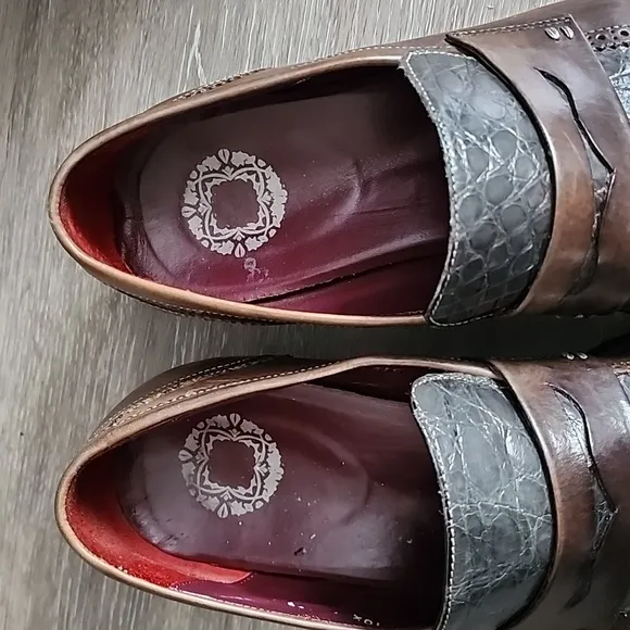 Mezlan Mens Treviso Made In Spain Brown Grey Leather Loafers Sz 10.5