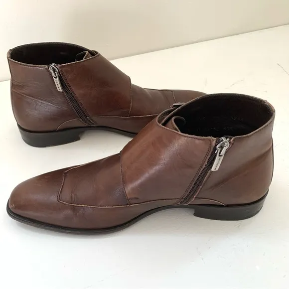 Mezlan Taberna Mens  Dark Brown Double Monk Strap Zip Ankle Boots Size 7