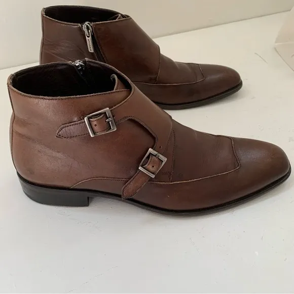 Mezlan Taberna Mens  Dark Brown Double Monk Strap Zip Ankle Boots Size 7