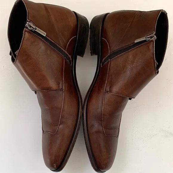 Mezlan Taberna Mens  Dark Brown Double Monk Strap Zip Ankle Boots Size 7