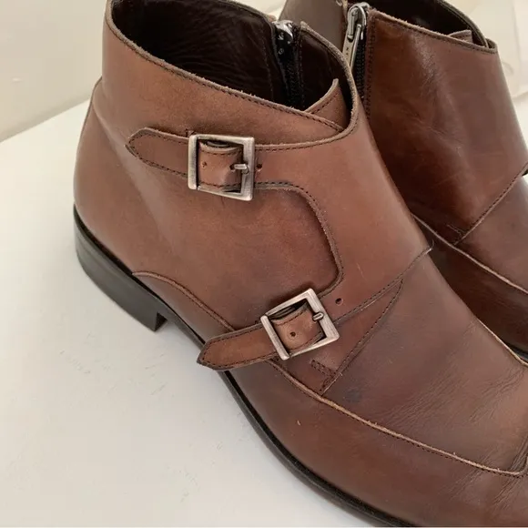Mezlan Taberna Mens  Dark Brown Double Monk Strap Zip Ankle Boots Size 7
