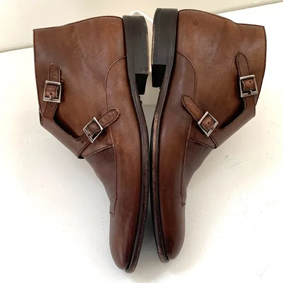 Mezlan Taberna Mens  Dark Brown Double Monk Strap Zip Ankle Boots Size 7