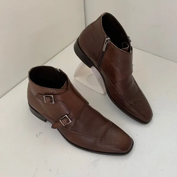 Mezlan Taberna Mens  Dark Brown Double Monk Strap Zip Ankle Boots Size 7