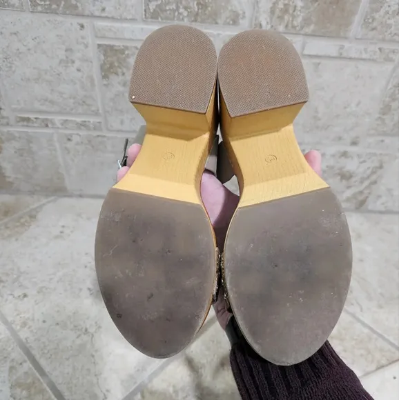MIA 9 1/2 Gold Brown Classic Preppy Y2K Strappy Chunky Platform Peep Toe Sandals