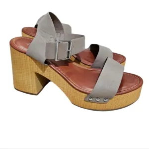MIA 9 1/2 Gold Brown Classic Preppy Y2K Strappy Chunky Platform Peep Toe Sandals