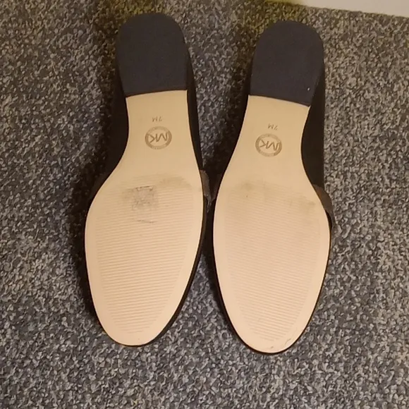 Michael Kors black leather and brown coated canvas women's loafers size …
