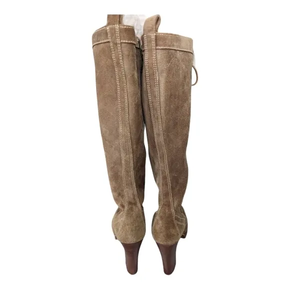 Michael Kors Brown Suede Lace up &amp; Side Zip Knee High Boots Size 8 EUC