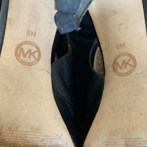 Michael Kors Clara Women's Black Peep Toe Side Zip Stiletto Boots Size 9