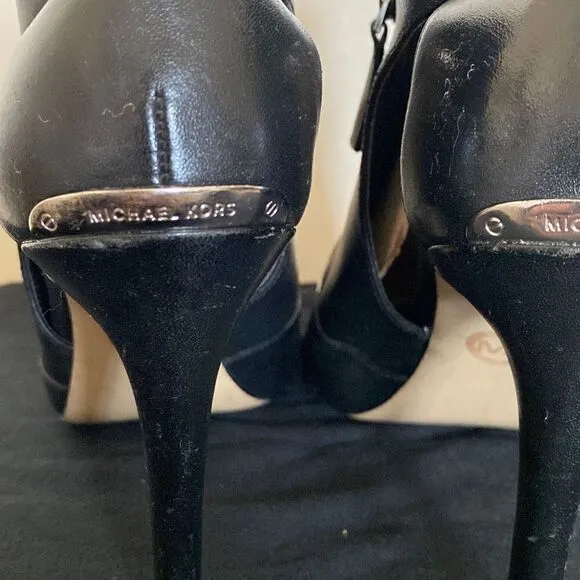 Michael Kors Clara Women's Black Peep Toe Side Zip Stiletto Boots Size 9