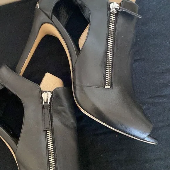 Michael Kors Clara Women's Black Peep Toe Side Zip Stiletto Boots Size 9