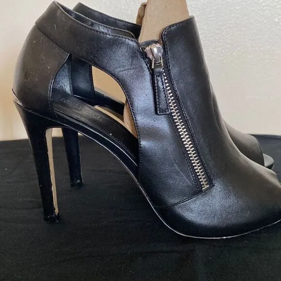 Michael Kors Clara Women's Black Peep Toe Side Zip Stiletto Boots Size 9