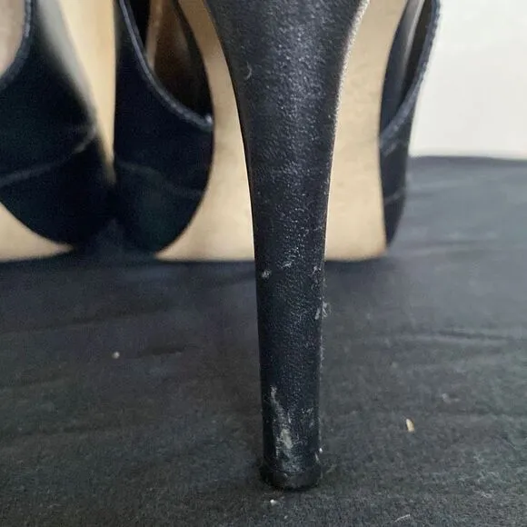 Michael Kors Clara Women's Black Peep Toe Side Zip Stiletto Boots Size 9