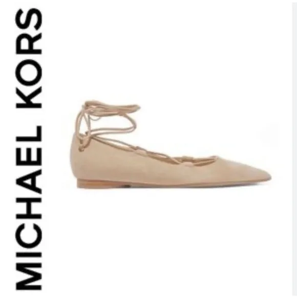 Michael Kors Collection Kallie Suede Lace Up Point Toe Ballet Flat NWOT