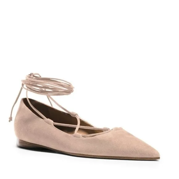 Michael Kors Collection Kallie Suede Lace Up Point Toe Ballet Flat NWOT