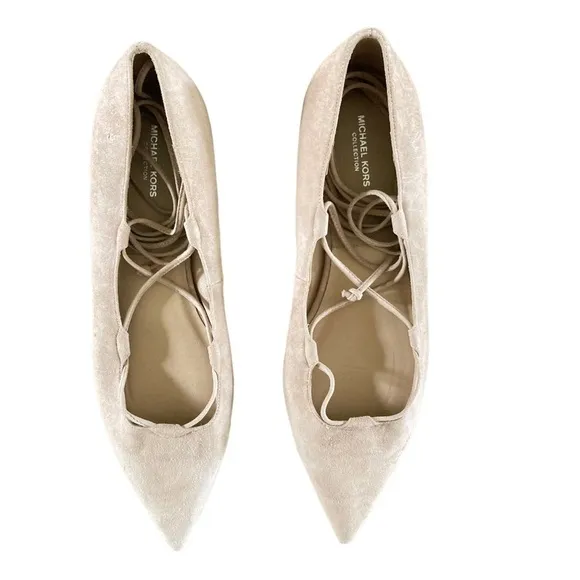 Michael Kors Collection Kallie Suede Lace Up Point Toe Ballet Flat NWOT