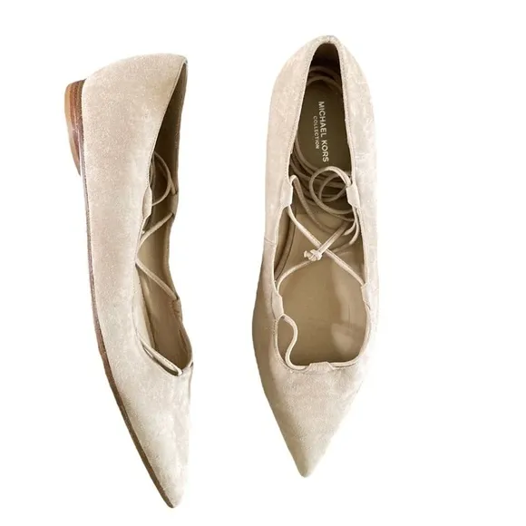 Michael Kors Collection Kallie Suede Lace Up Point Toe Ballet Flat NWOT