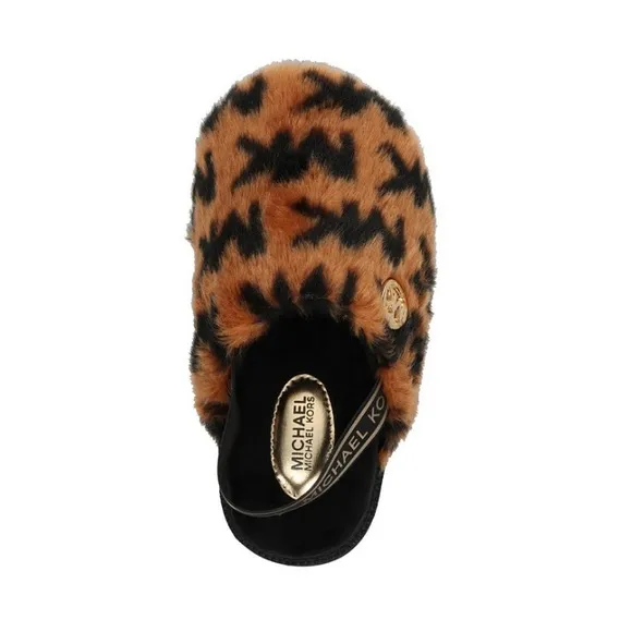 Michael Kors Girls Janis Kamryn Chunky Platform Slides Sandals Faux Fur NEW