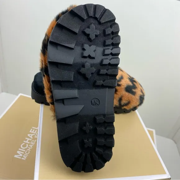 Michael Kors Girls Janis Kamryn Chunky Platform Slides Sandals Faux Fur NEW