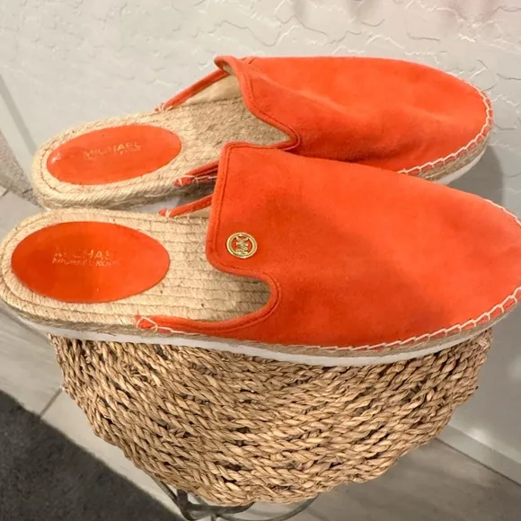 MICHAEL KORS Hastings Mule Suede Jute Espadrille Flats Women's Size 10