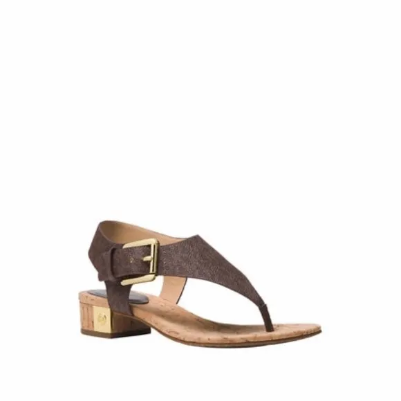 Michael Kors London Thong Sandals Metallic Buckle