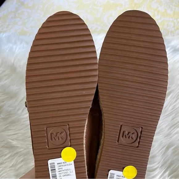 MICHAEL Michael Kors Hastings Slip-On Espadrille Flats in Caramel Brown size 10