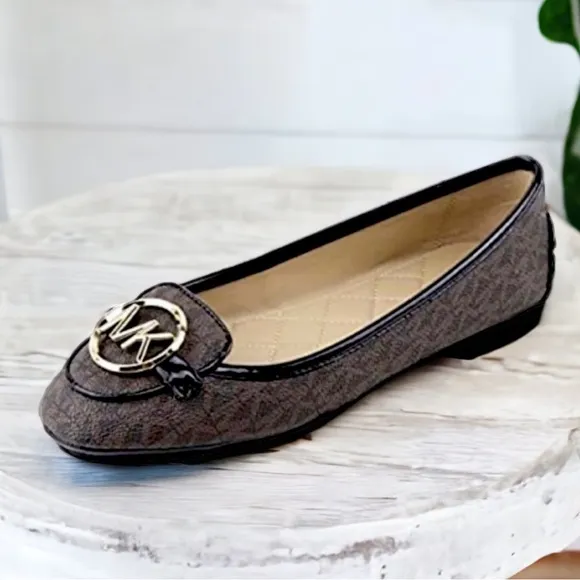 Michael Michael Kors Loafers Signature Lillie Logo Moccasin Flat Brown S…