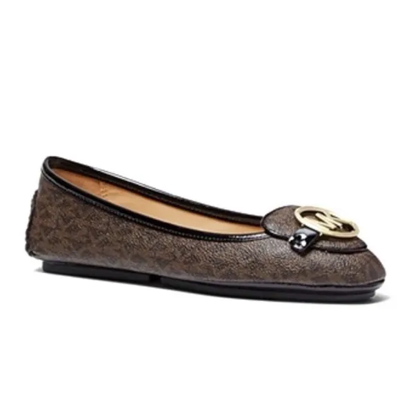 Michael Michael Kors Loafers Signature Lillie Logo Moccasin Flat Brown S…