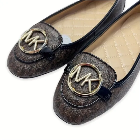 Michael Michael Kors Loafers Signature Lillie Logo Moccasin Flat Brown S…