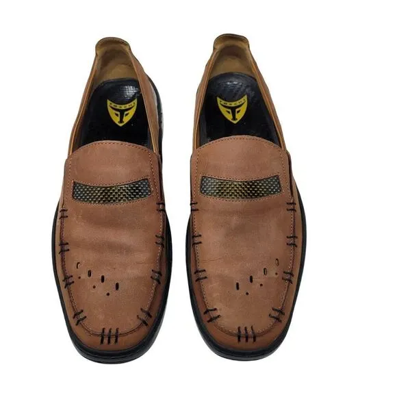 Michael Toschi Mens Mach 8284 Leather Driving Loafers Brown Sz 9 CarbonLite