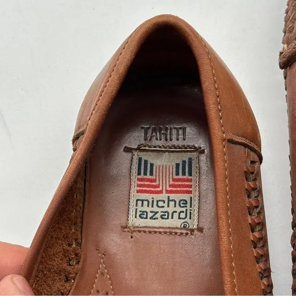 Michel Lazardi, Size 9.5 Brown Tahití Loafers, Driving Shoes. Tan.