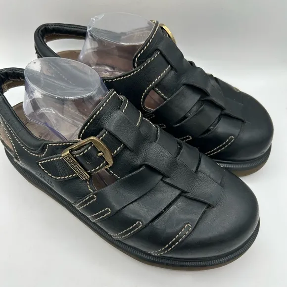 MIE RARE Dr Martens Sandals Mens Sz 11 Vintage Fisherman Black Chunky Y2K Grunge