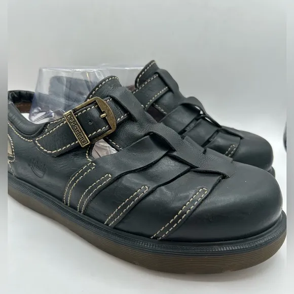 MIE RARE Dr Martens Sandals Mens Sz 11 Vintage Fisherman Black Chunky Y2K Grunge