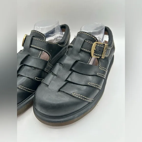 MIE RARE Dr Martens Sandals Mens Sz 11 Vintage Fisherman Black Chunky Y2K Grunge